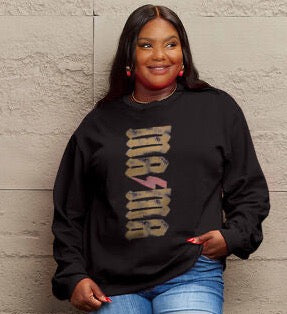 Mom Sweatshirt – Metal "Mama" Crewneck Pullover