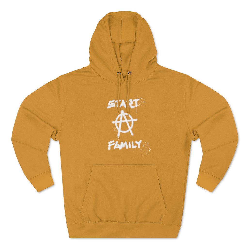 Start A Family - Warm Hoodie with Anarchy Symbol for Rebel Dads - Cotton Blend Hooded Sweatshirt