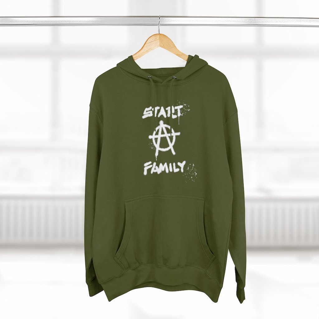Start A Family - Warm Hoodie with Anarchy Symbol for Rebel Dads - Cotton Blend Hooded Sweatshirt