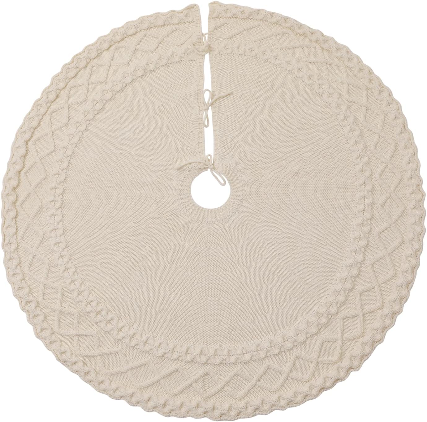 Mod Christmas White Cableknit Christmas Tree Skirt