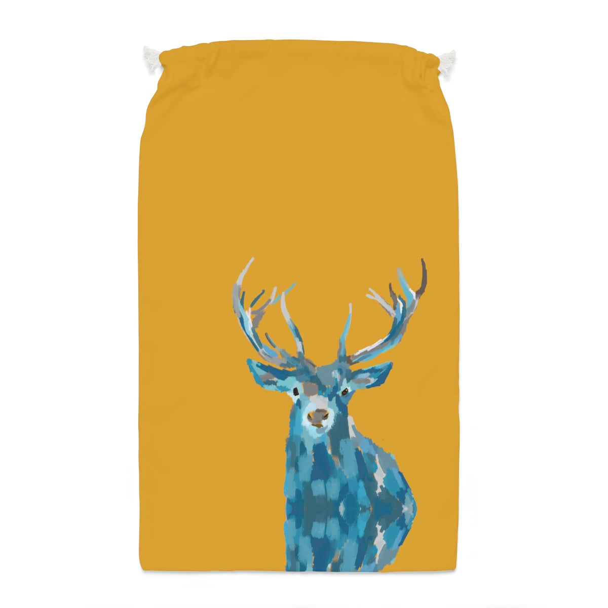 Large Canvas Toy Sack With Blue Deer Graphic