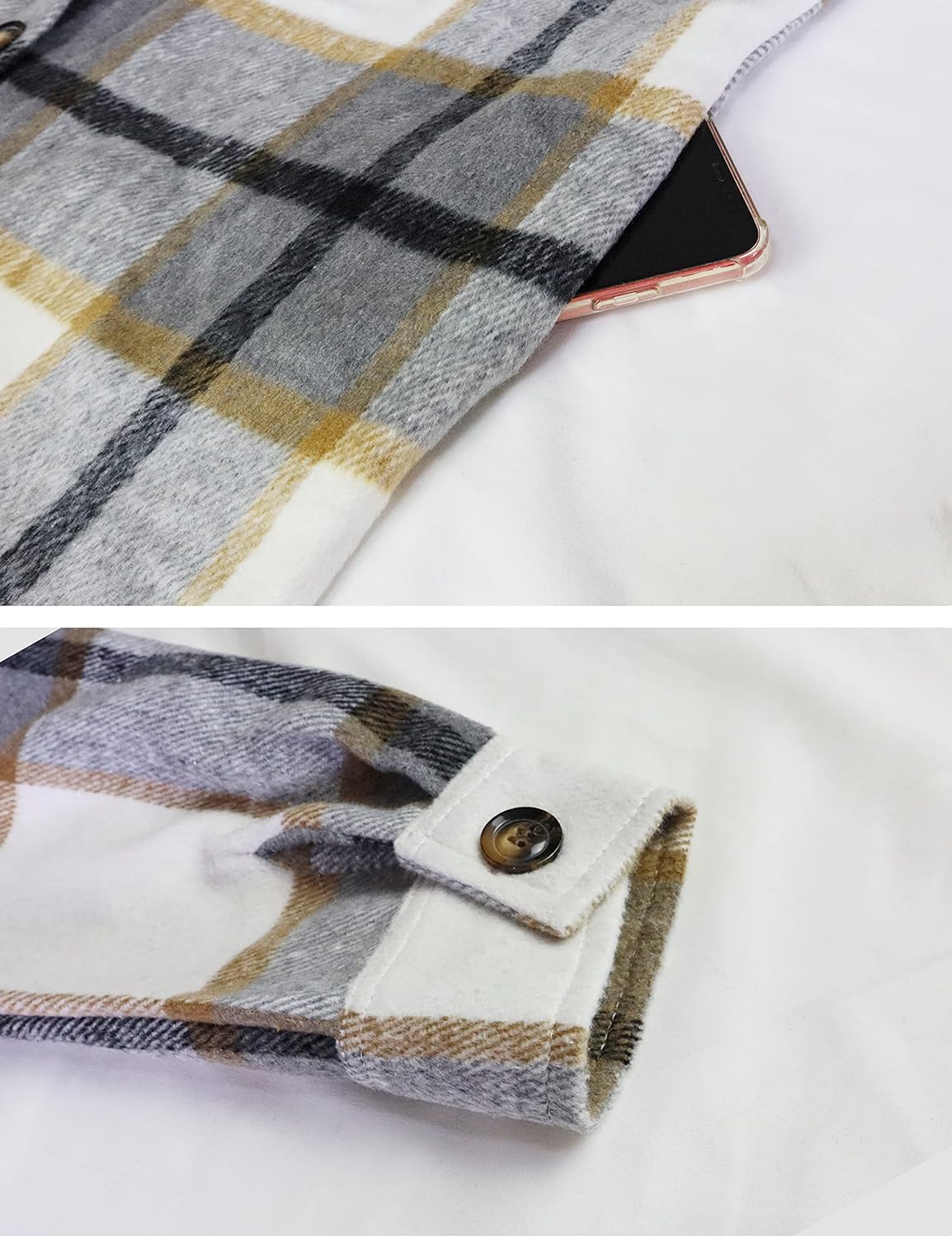 Women's Button up Long Sleeve Plaid Shirt Jacket