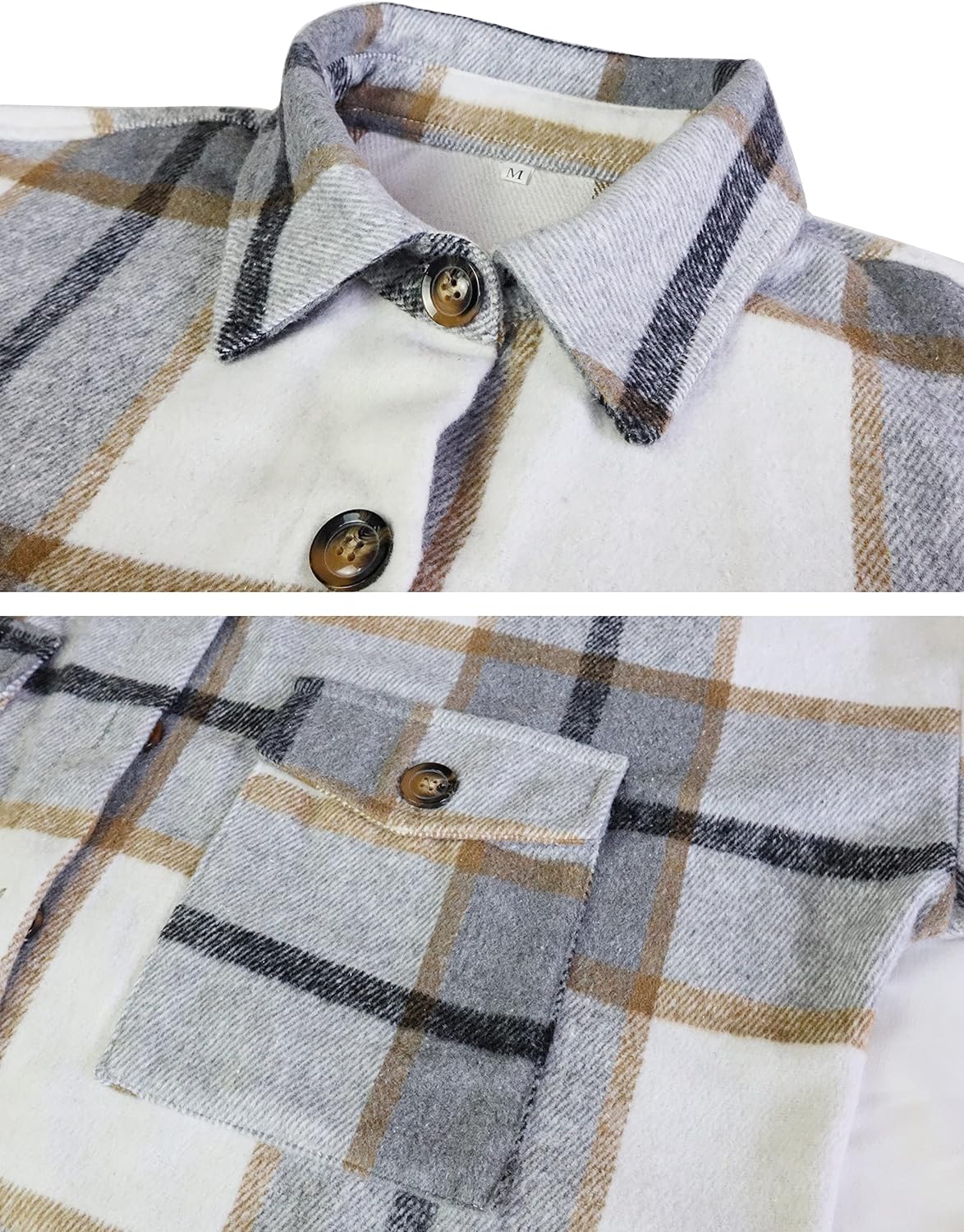 Women's Button up Long Sleeve Plaid Shirt Jacket