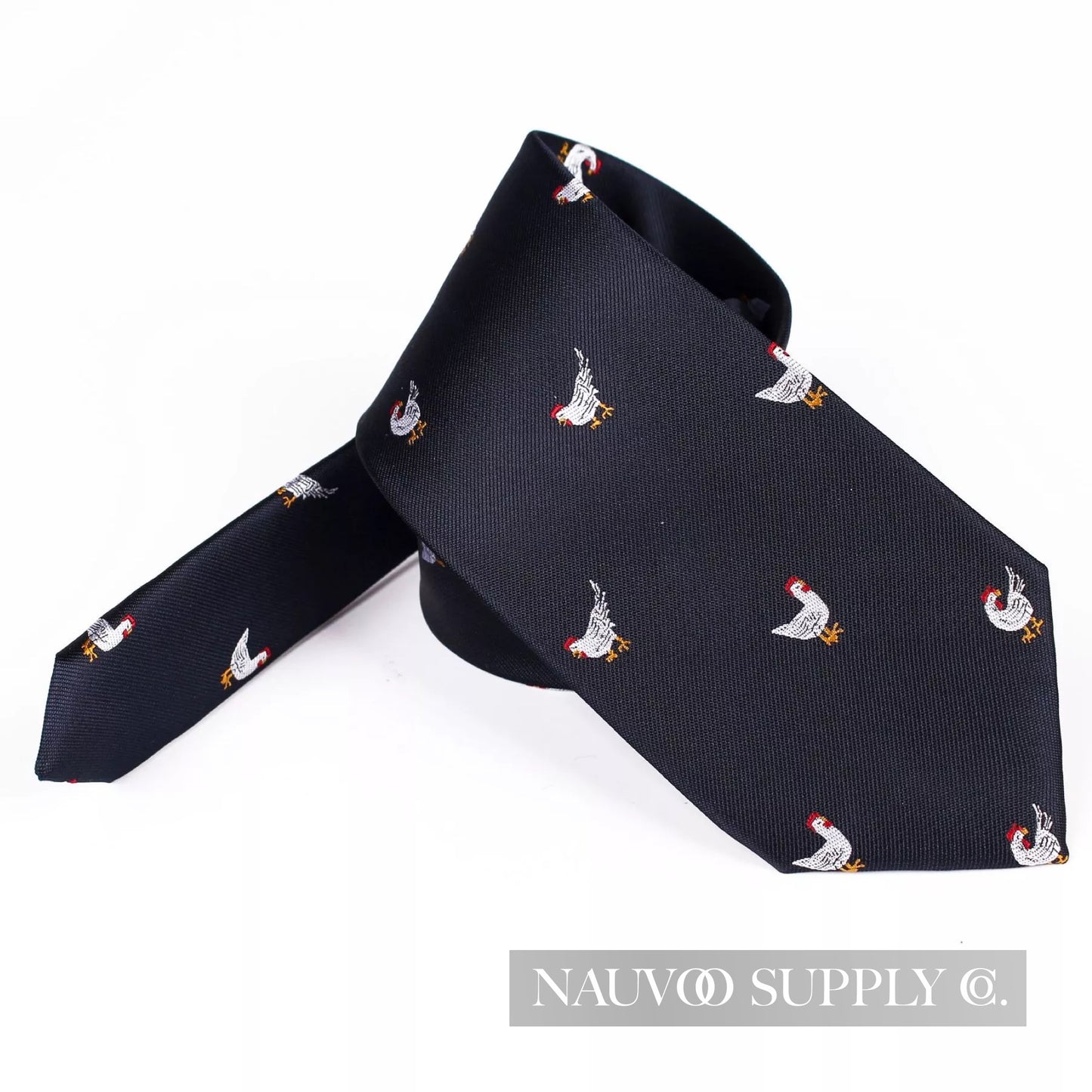 Slim Necktie With Chicken Pattern