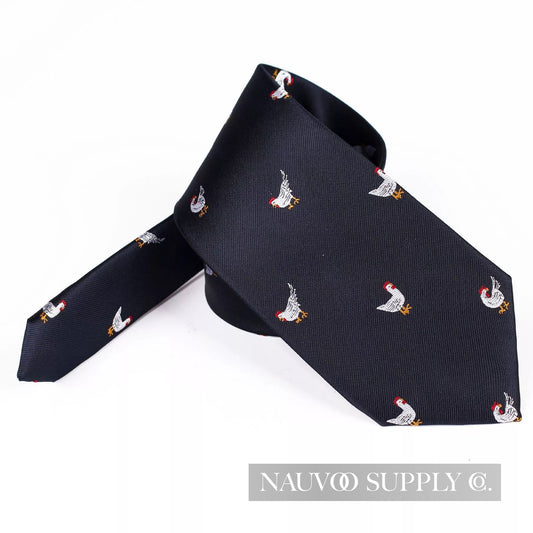 Slim Necktie With Chicken Pattern