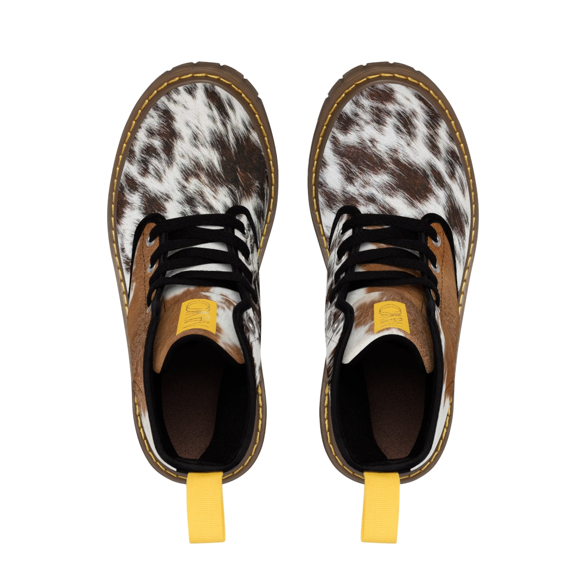 Women's Cowhide Print Canvas Boots