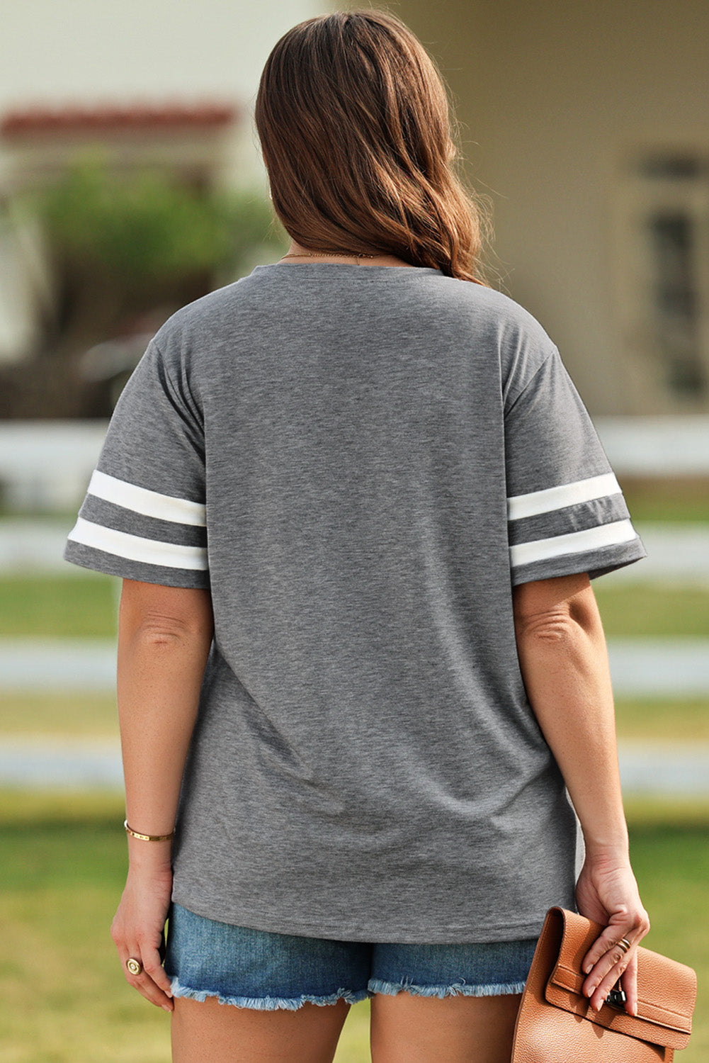 Women's Oversize US Flag Graphic V-Neck Tee