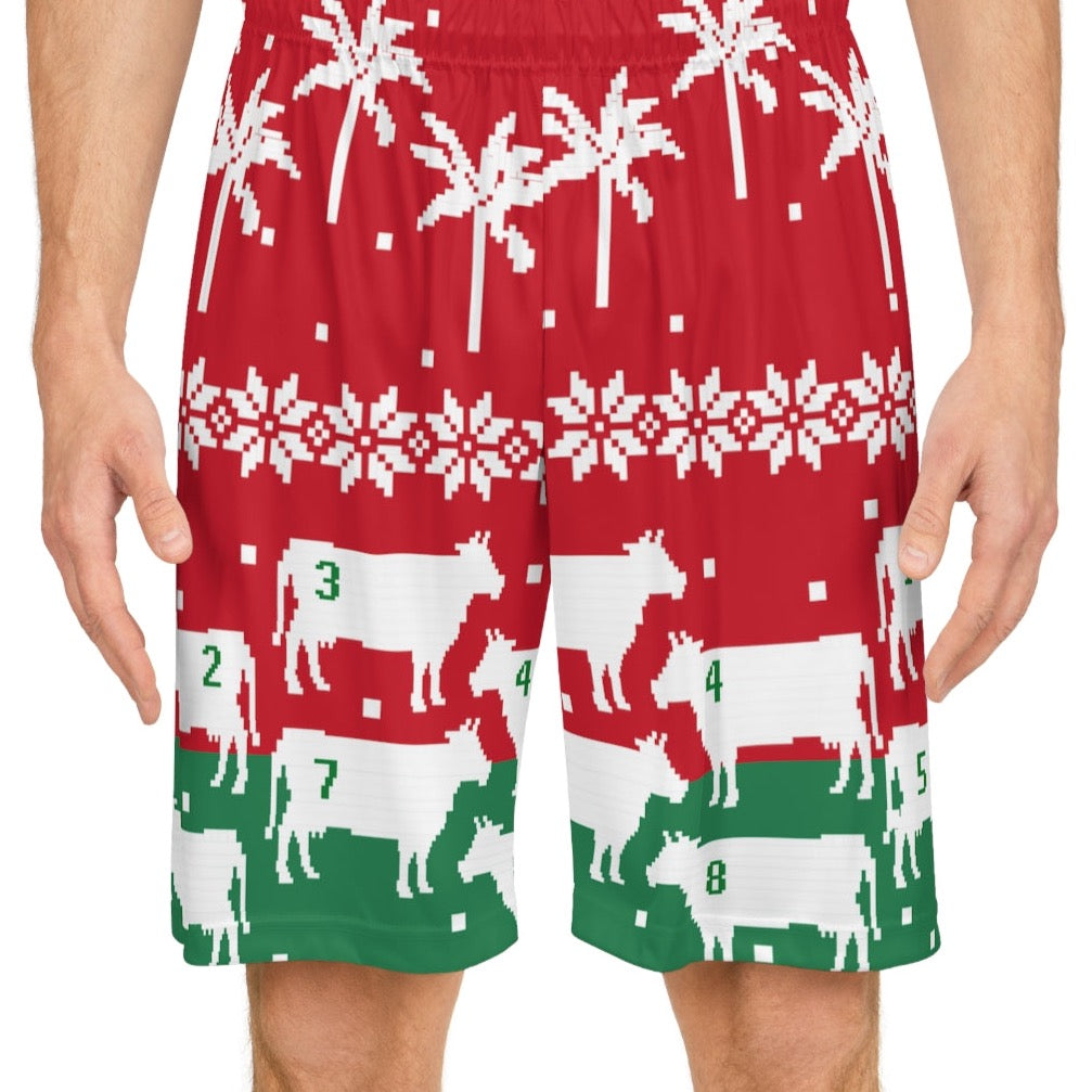 Mahana Ugly Christmas Shorts - 8 Cow Pajama Bottoms