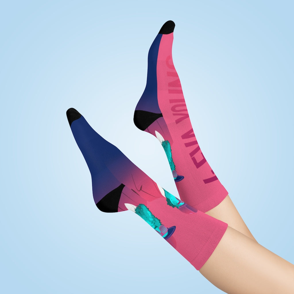 Fun Brigham Young "4 Eva Young" - Pink Crew Socks