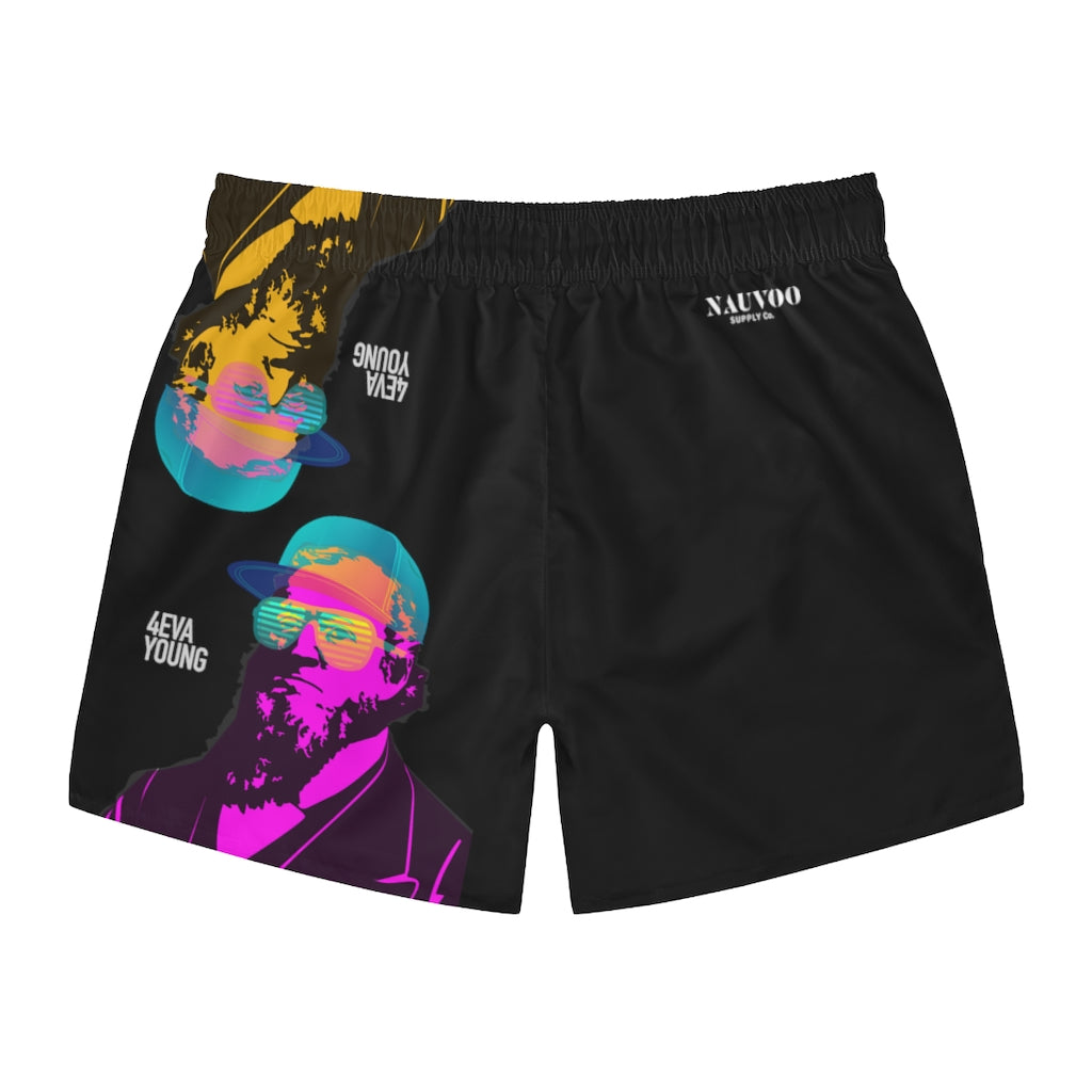 Men's Brigham Young Swim Trunks  in Neon and Black