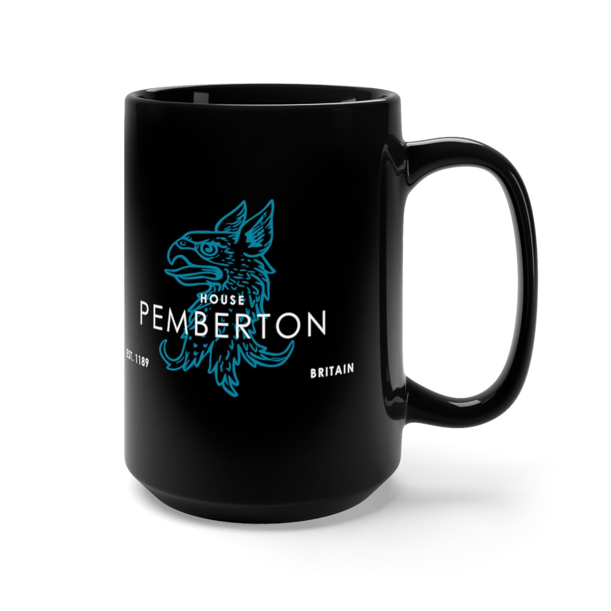 Family Name Mug - House Pemberton - Griffin Crest - Large Black 15oz Mug