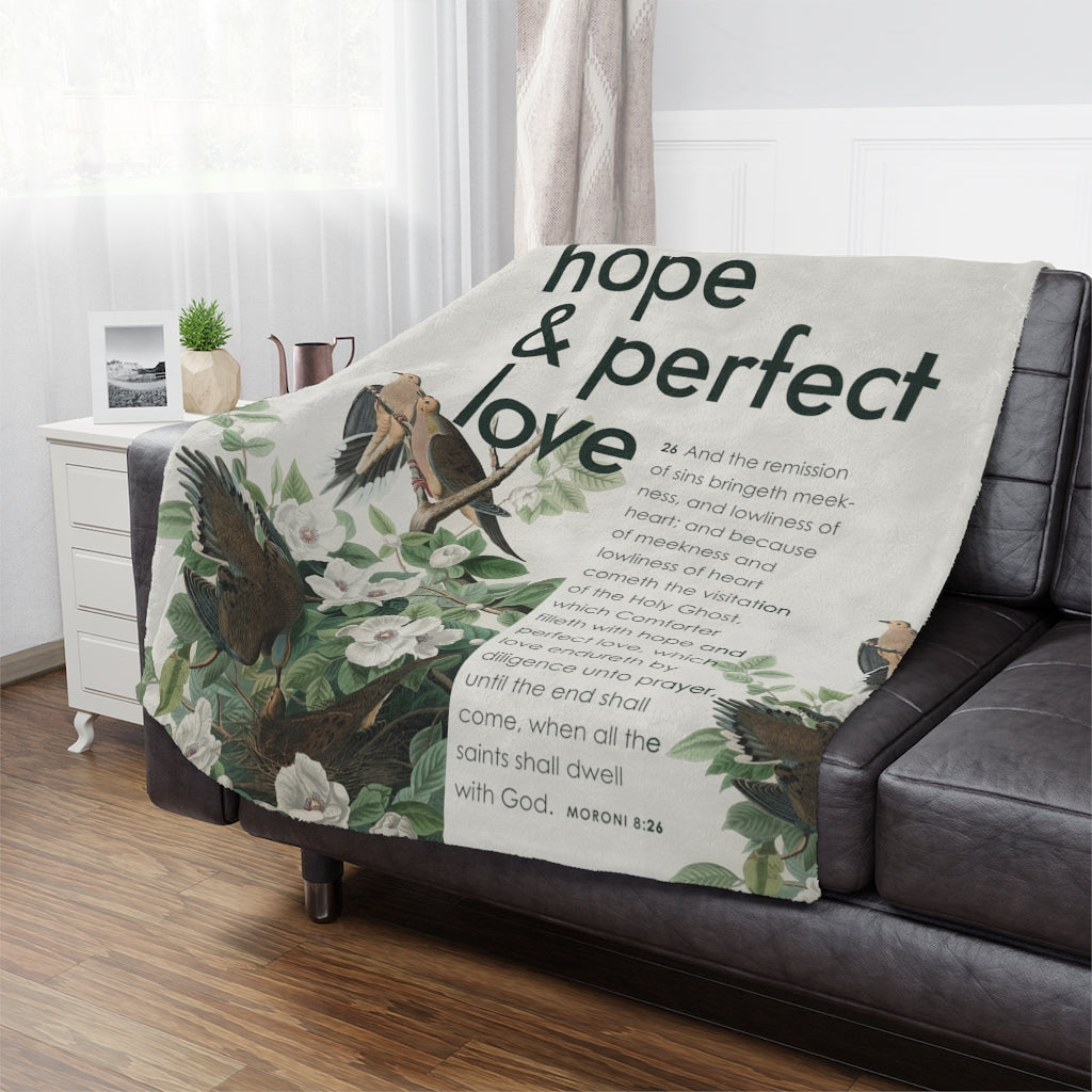 Baptism Blanket - Holy Ghost Throw Blanket with Doves and Scripture about the Comforter
