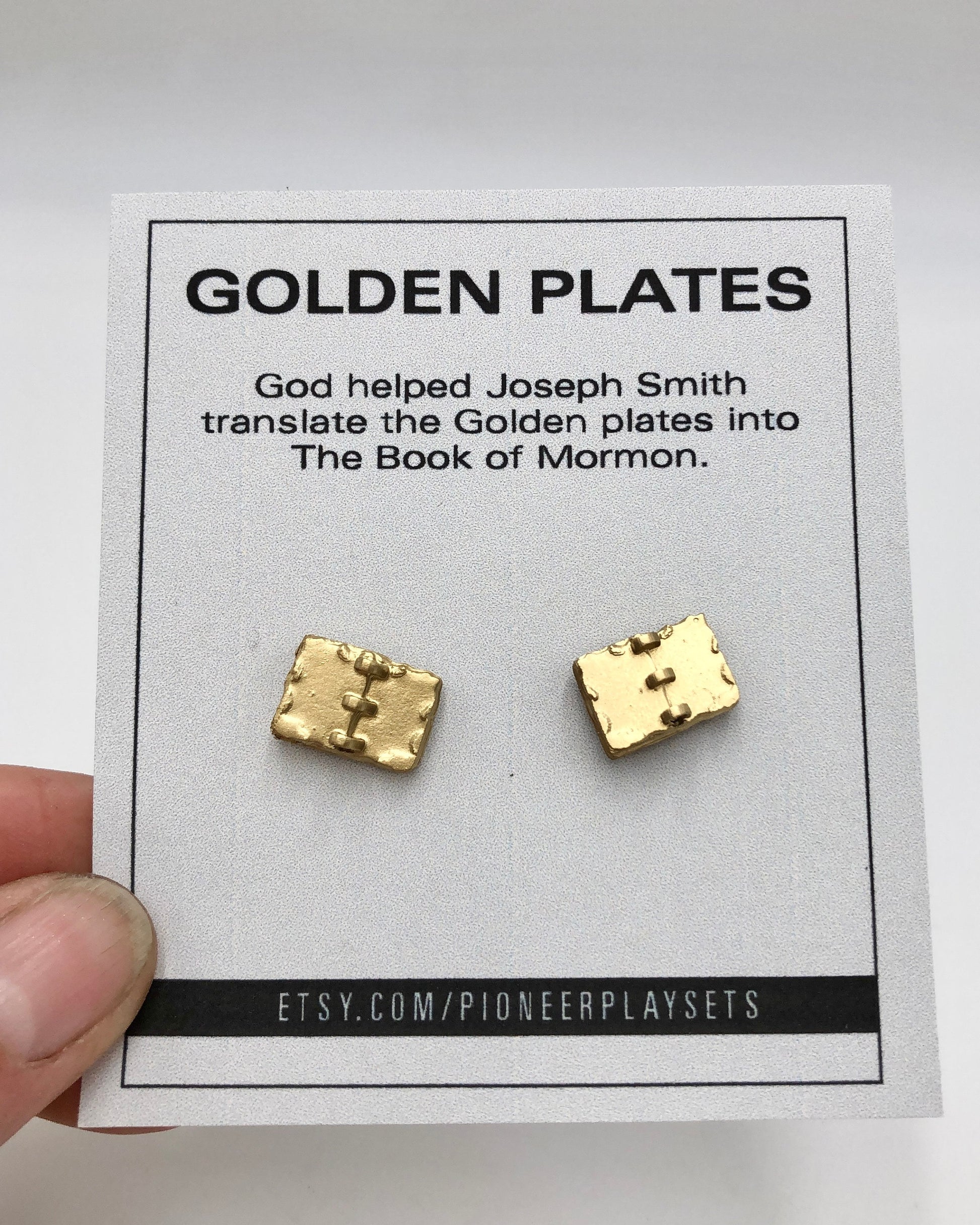 Gold Plates Earrings, LDS Gift for Mom LDS Baptism Gift Earrings Gold Plates Stud Earrings Book of Mormon Gift Baptism Gift Seminary Teacher