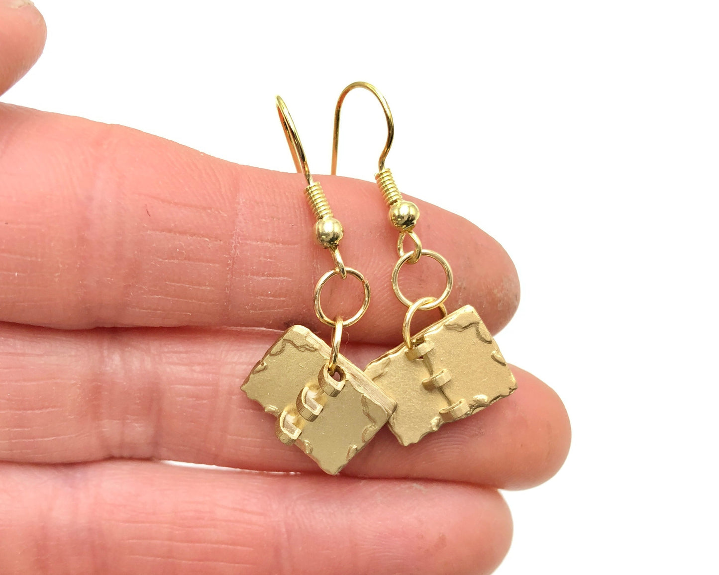 Gold Plates Earrings, LDS Gift for Mom, Christian Earrings, Statement Earrings, Golden Plates Dangle Earrings Seminary Teacher Gift Baptism