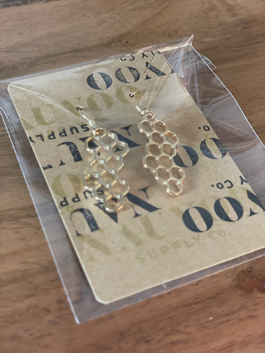 Deseret Earrings – Honeycomb Beehive Pendant