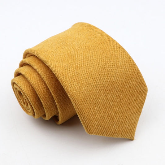 Yellow Cotton Suede Narrow Necktie