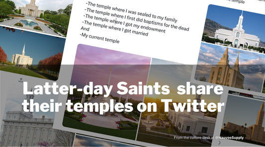 Collage of temples for LDS members share their temples on Twitter