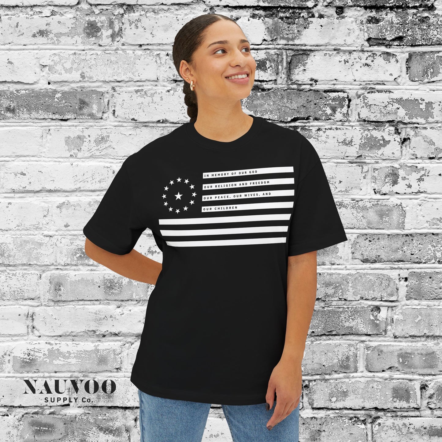 American Title of Liberty Flag Oversized Boxy Tee