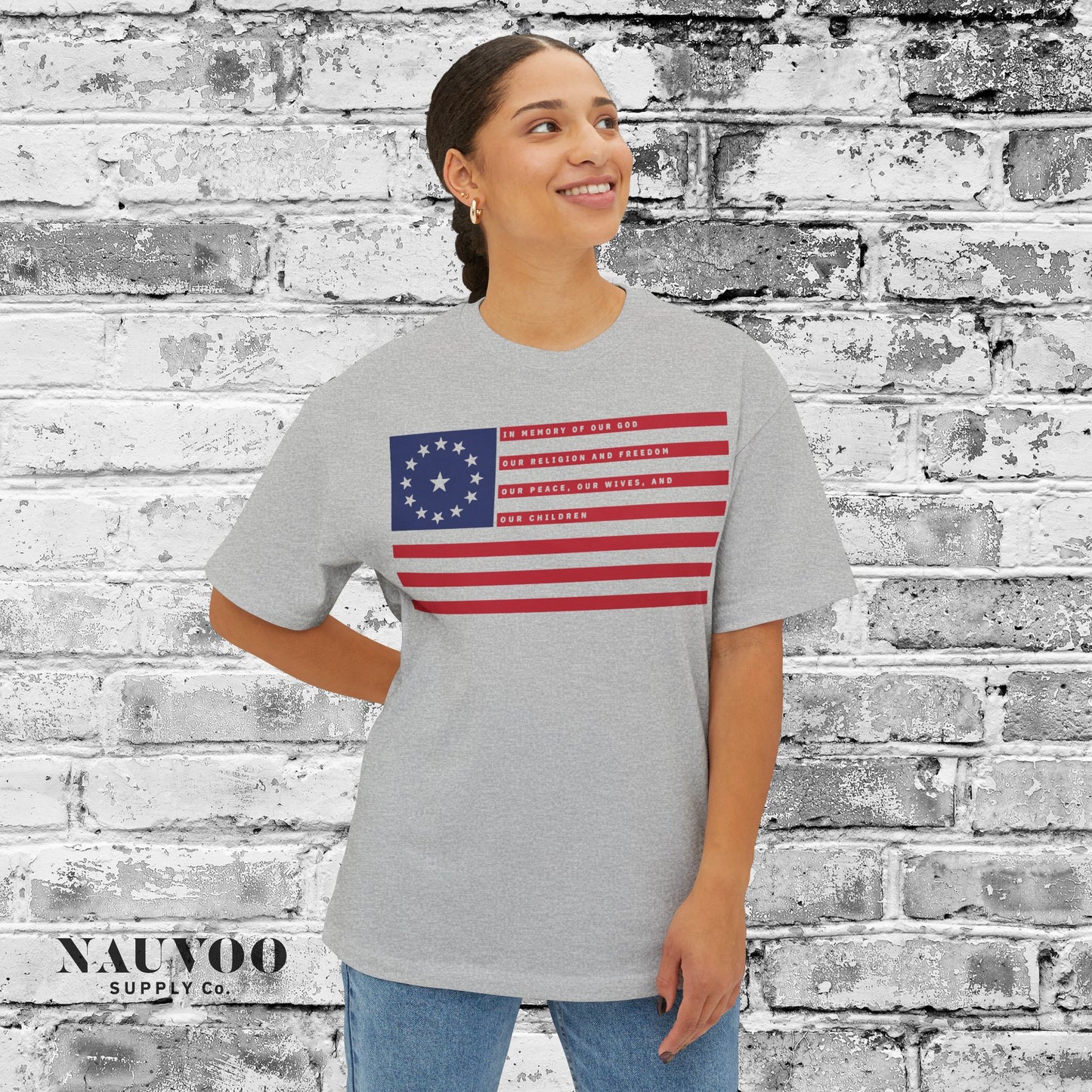 American Title of Liberty Flag Oversized Boxy Tee