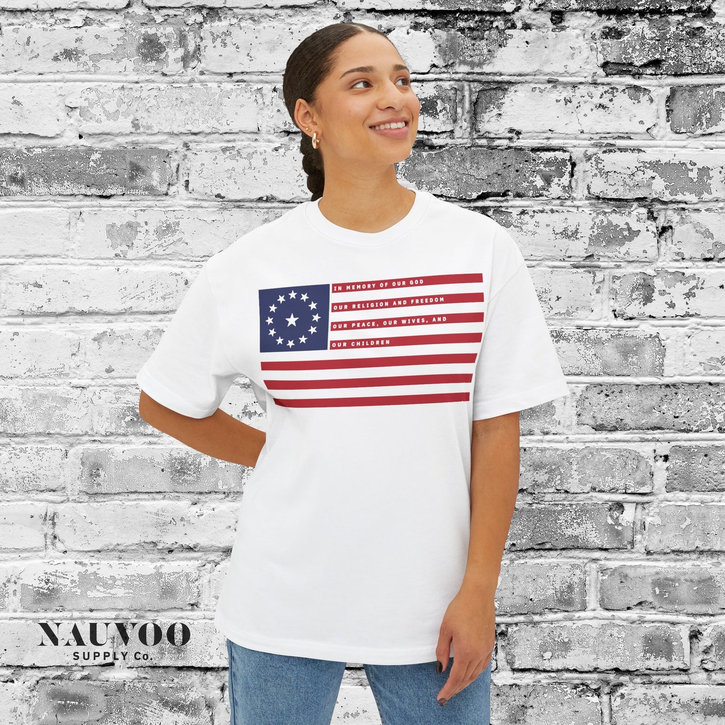 American Title of Liberty Flag Oversized Boxy Tee