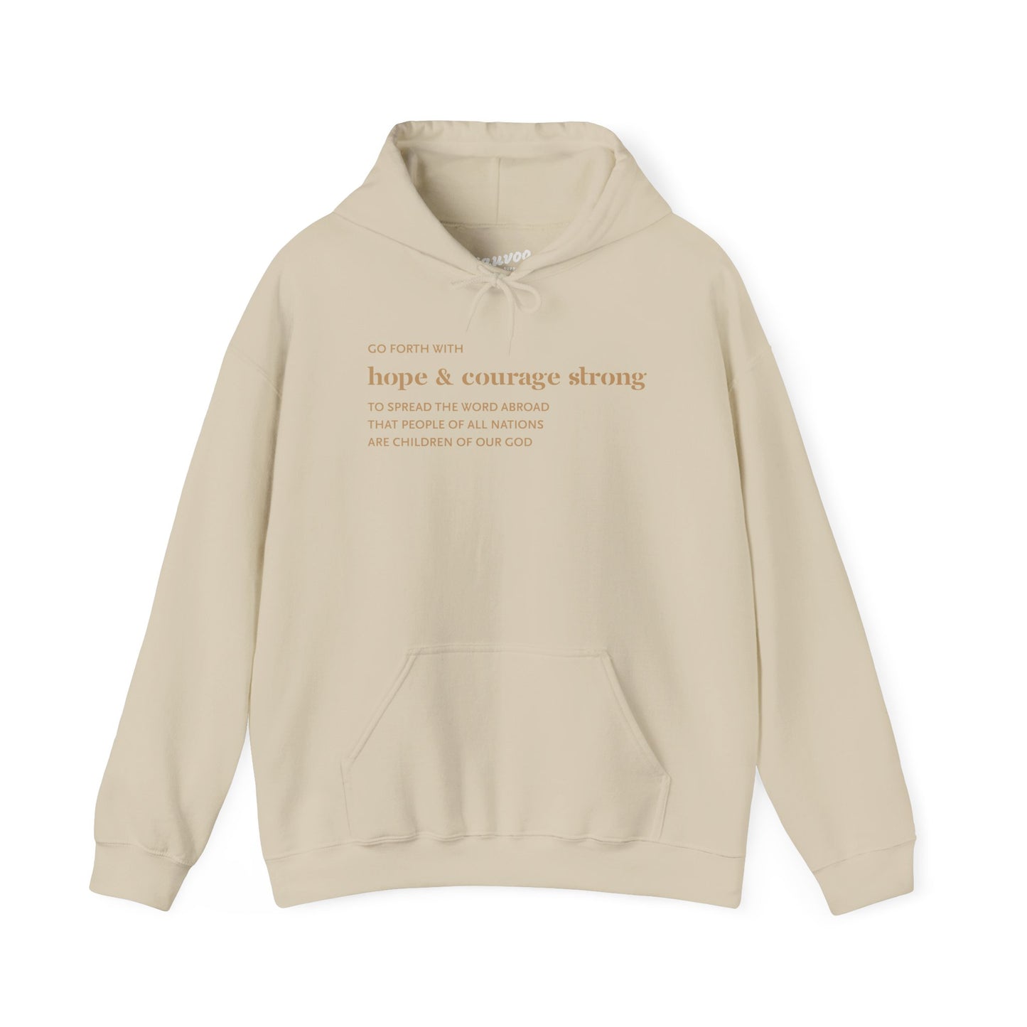 Hope & Courage Strong Hoodie — Inspirational Minimalist White Pullover
