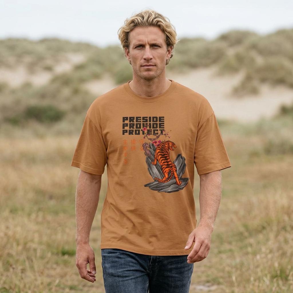 Mens Preside Provide Protect - Japanese Style Family Proclamation T-Shirt