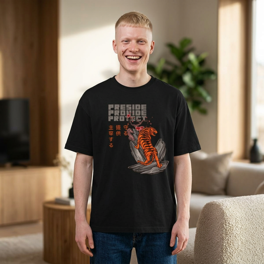Mens Preside Provide Protect - Japanese Style Family Proclamation T-Shirt