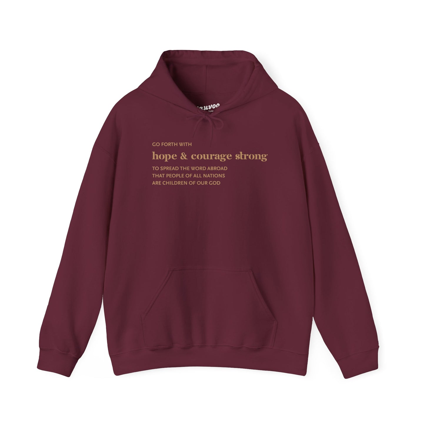 Hope & Courage Strong Hoodie — Inspirational Minimalist White Pullover