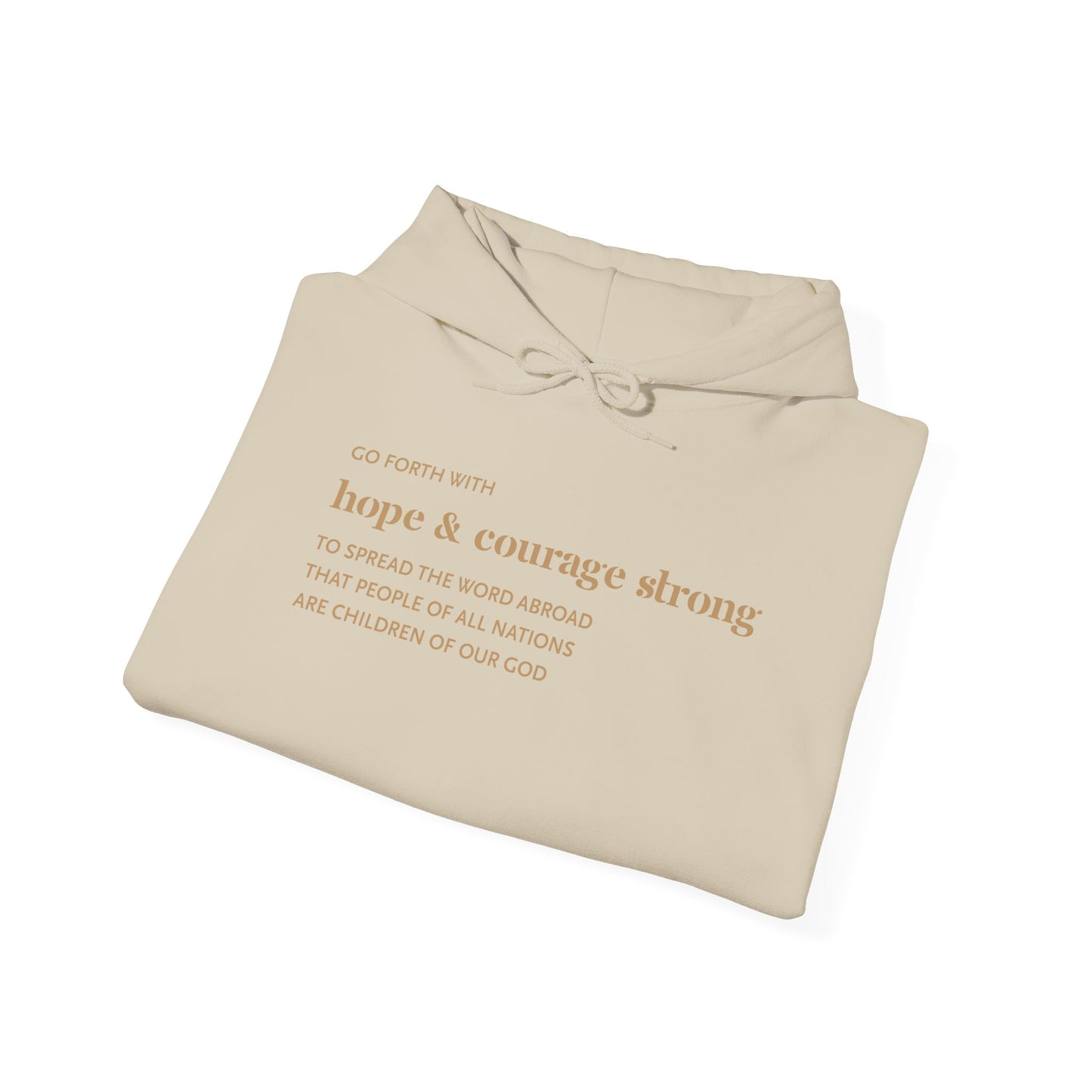 Hope & Courage Strong Hoodie — Inspirational Minimalist White Pullover