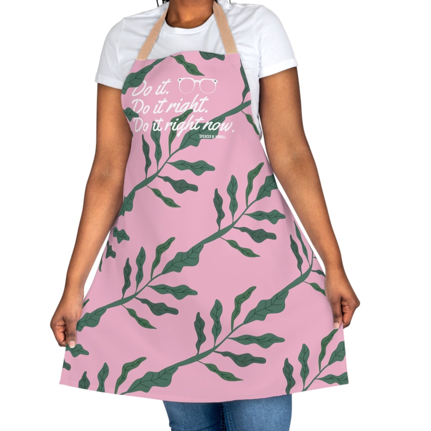 Cute LDS Womens Apron Spencer W. Kimball "Do it. Do it right. Do it right now."