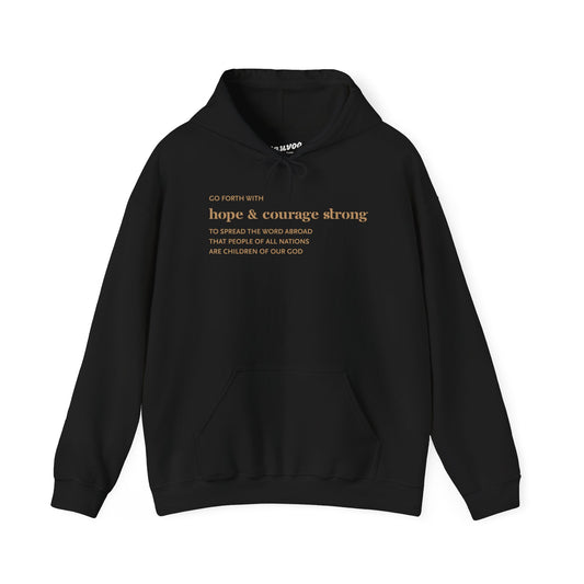 Hope & Courage Strong Hoodie — Inspirational Minimalist White Pullover