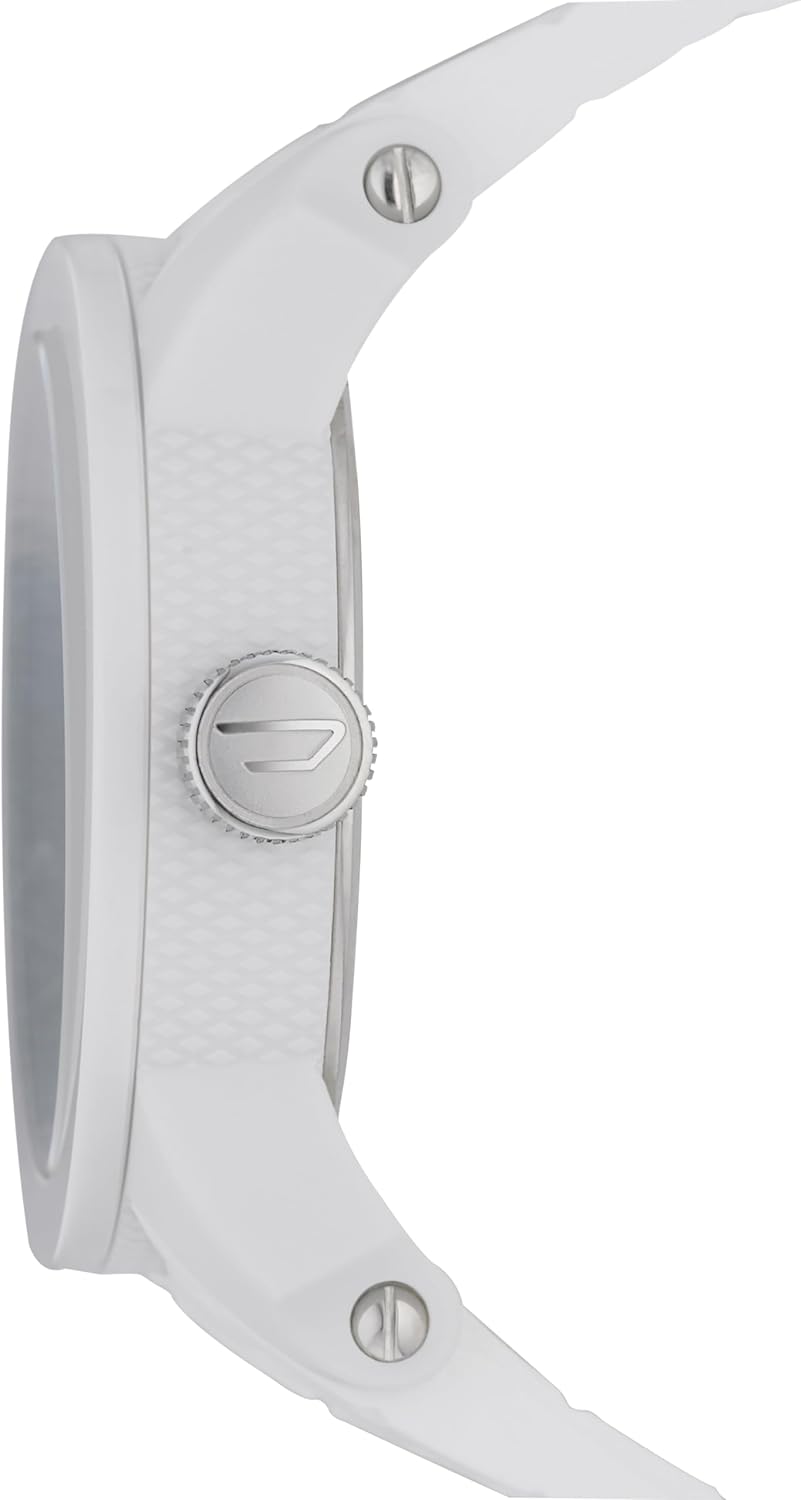 Diesel Double Down Silicone Three-Hand Analog Men'S Watch, Color: White (Model: DZ1436)