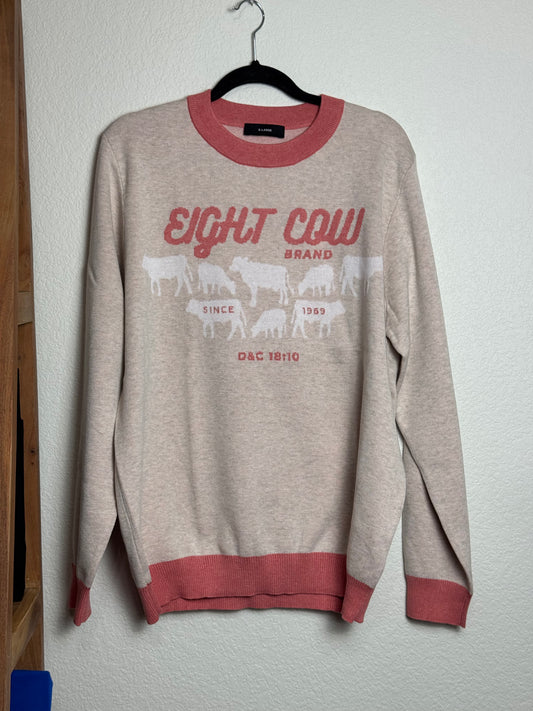 8 Cow Brand knitted crew neck sweater