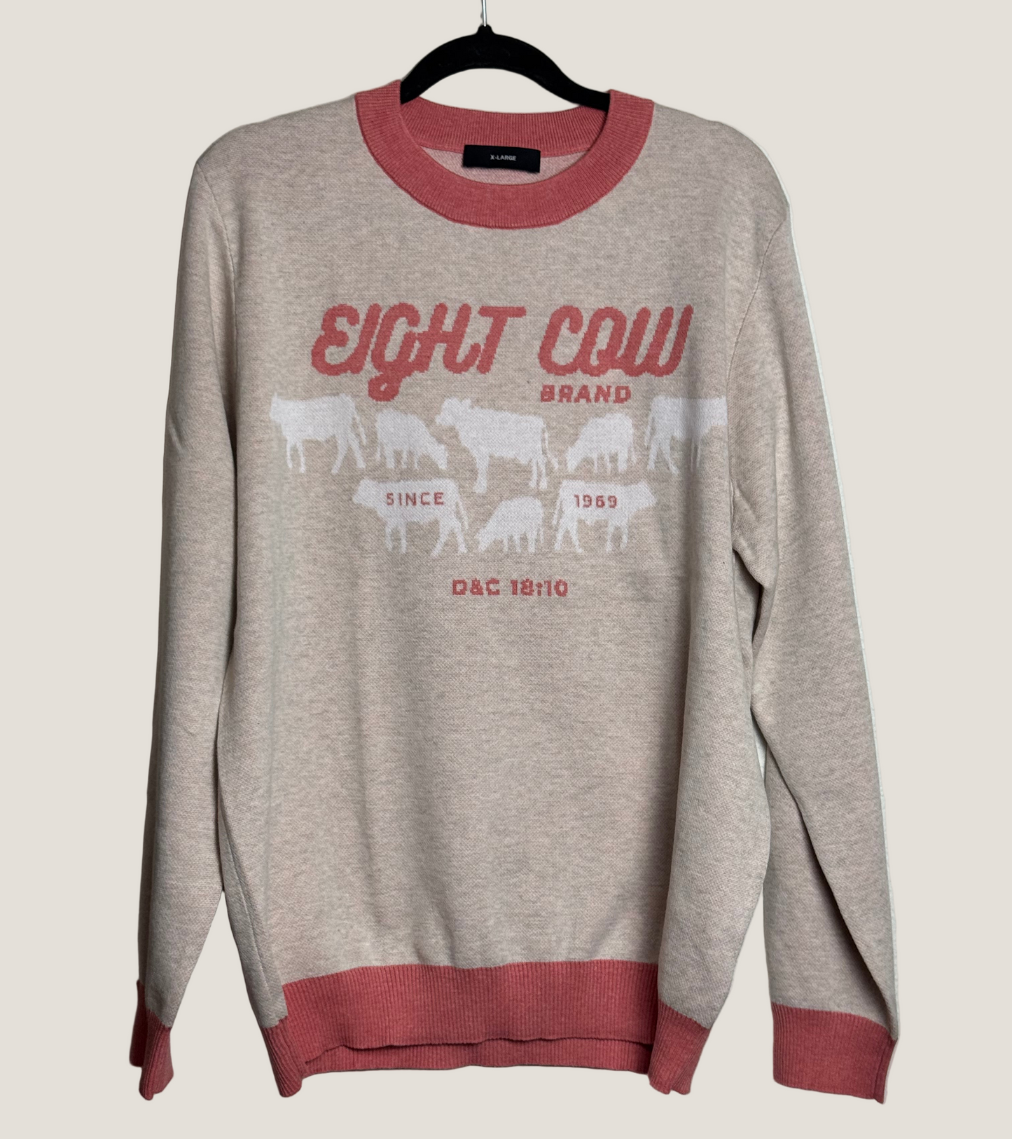 8 Cow Brand knitted crew neck sweater