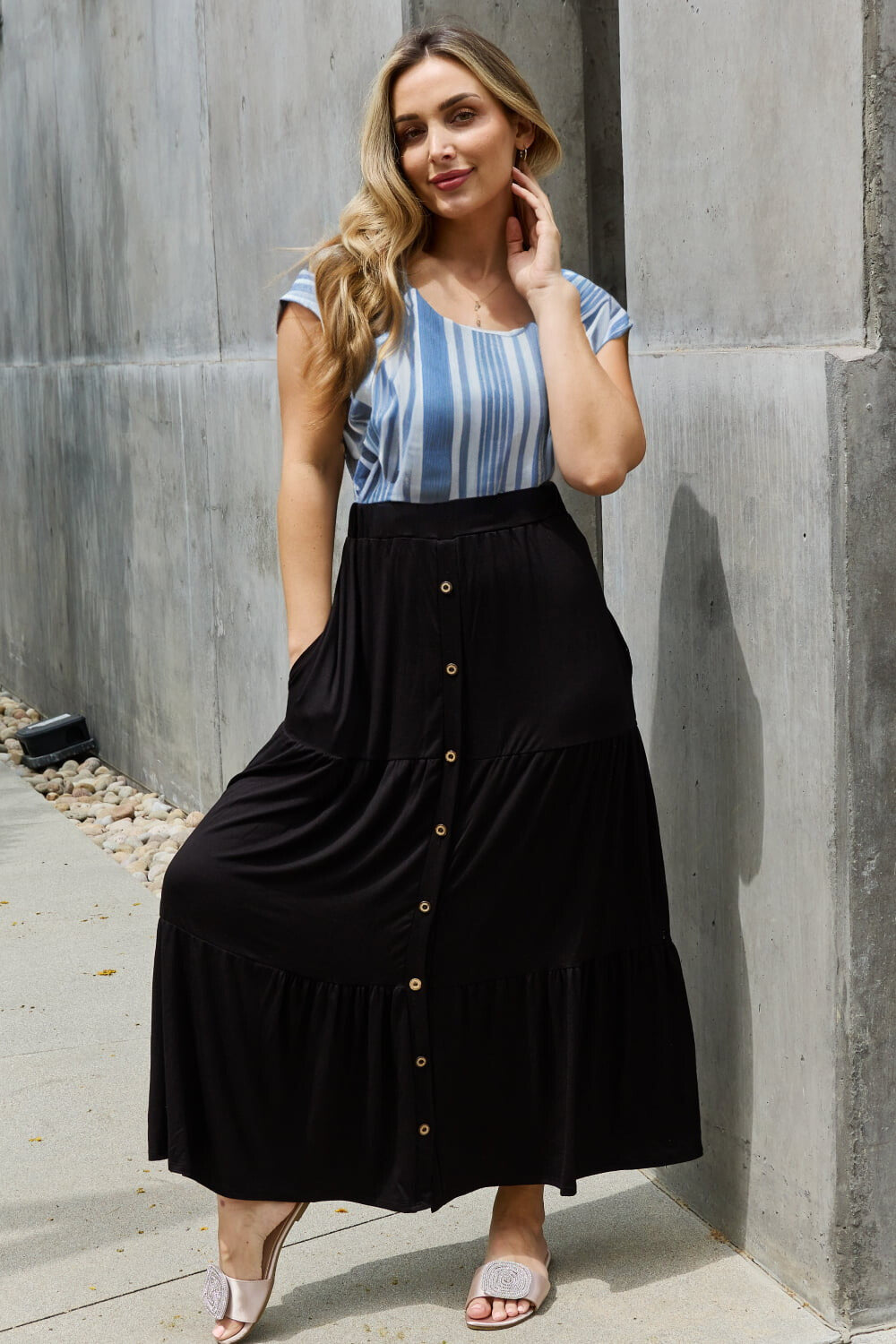 black modest maxi skirt from Nauvoo Supply