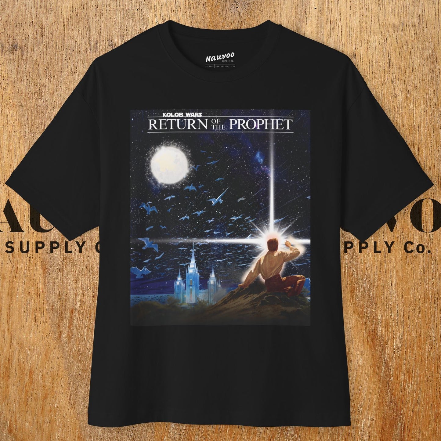 black t-shirt mockup from nauvoo supply co