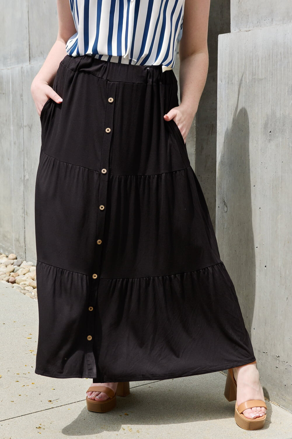 black modest maxi skirt from Nauvoo Supply