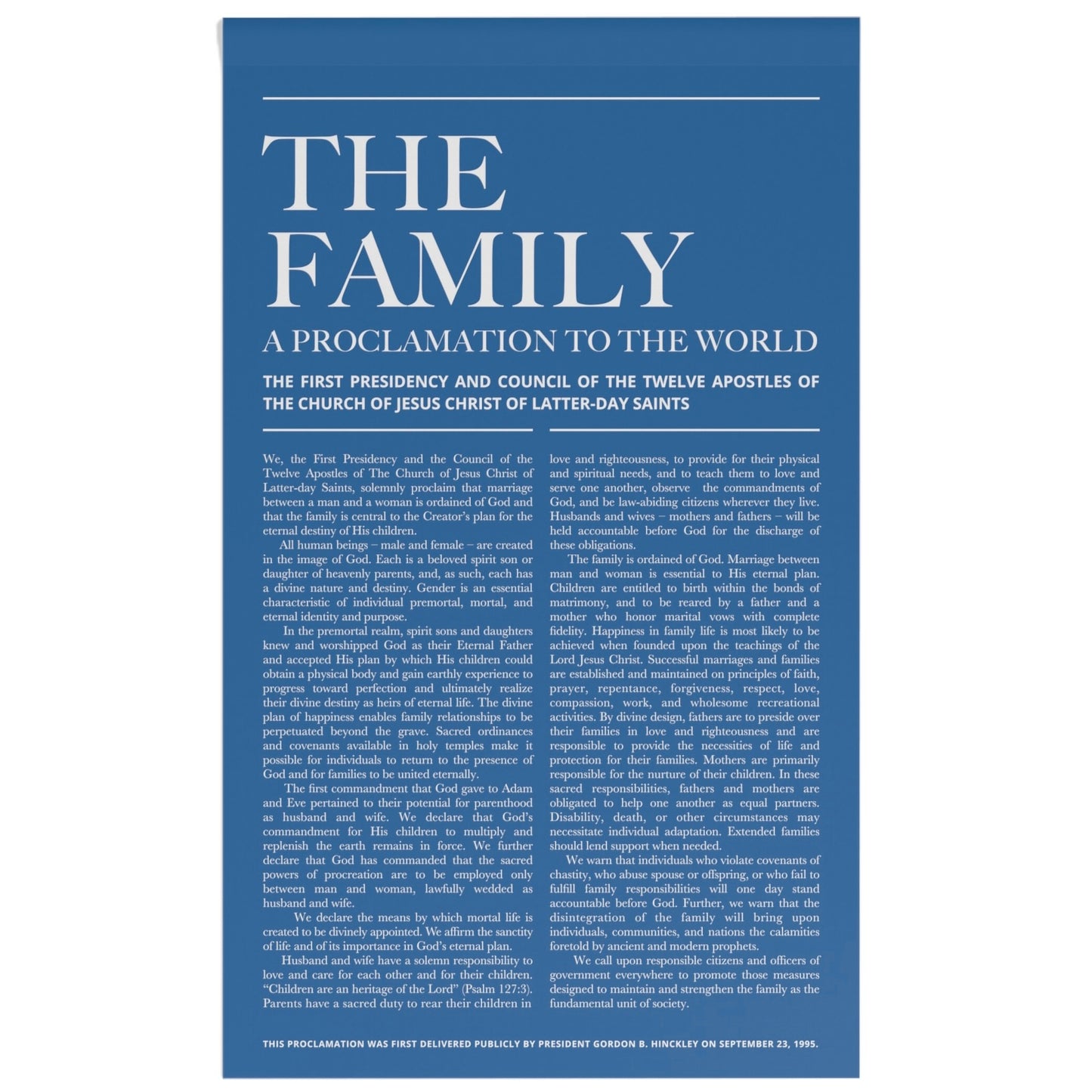 The Family Proclamation Flag: A Proclamation To The World