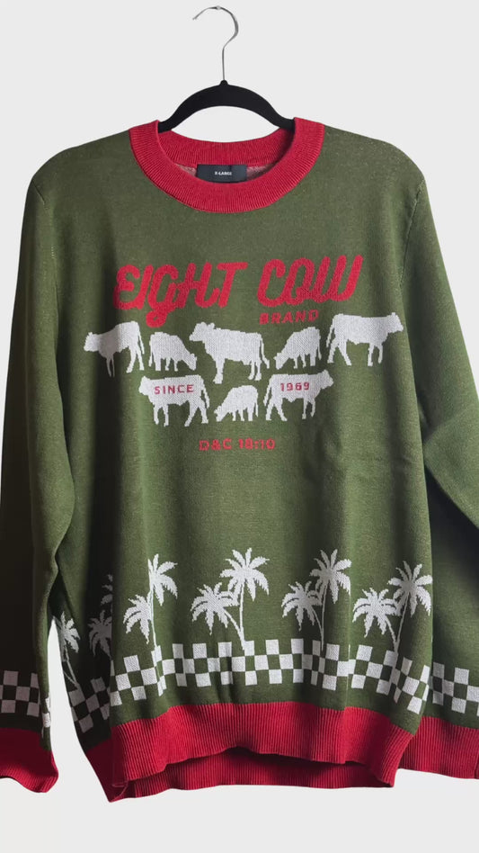 The 8 Cow Brand Christmas Sweater - Johnny Lingo Mahana LDS Ugly Christmas Sweater
