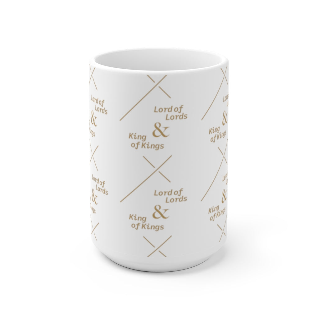 LDS Gifts - Messiah Christmas Mug in White and Gold - King of Kings & Lord of Lords