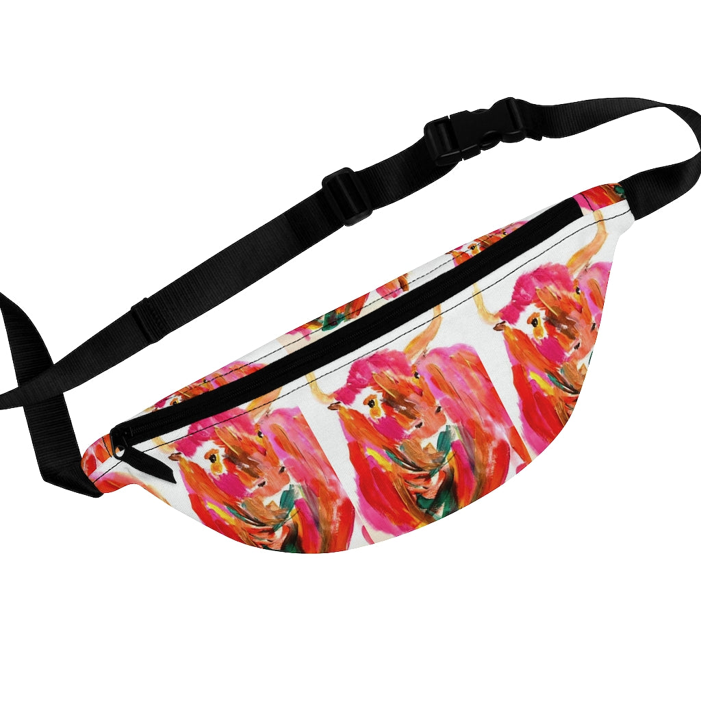 Cute Fanny Pack / Waist Pack With Adorable Pink Cow