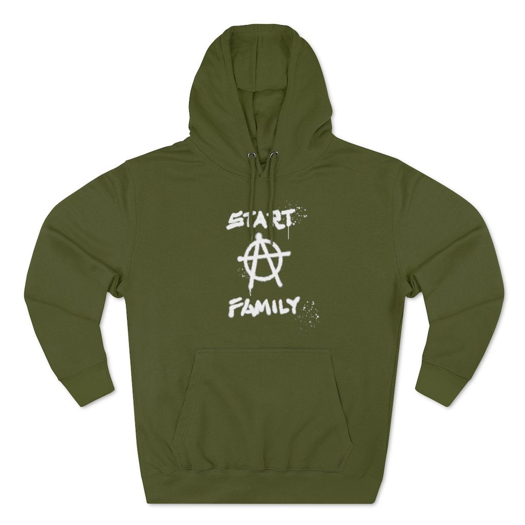 Start A Family - Warm Hoodie with Anarchy Symbol for Rebel Dads - Cotton Blend Hooded Sweatshirt