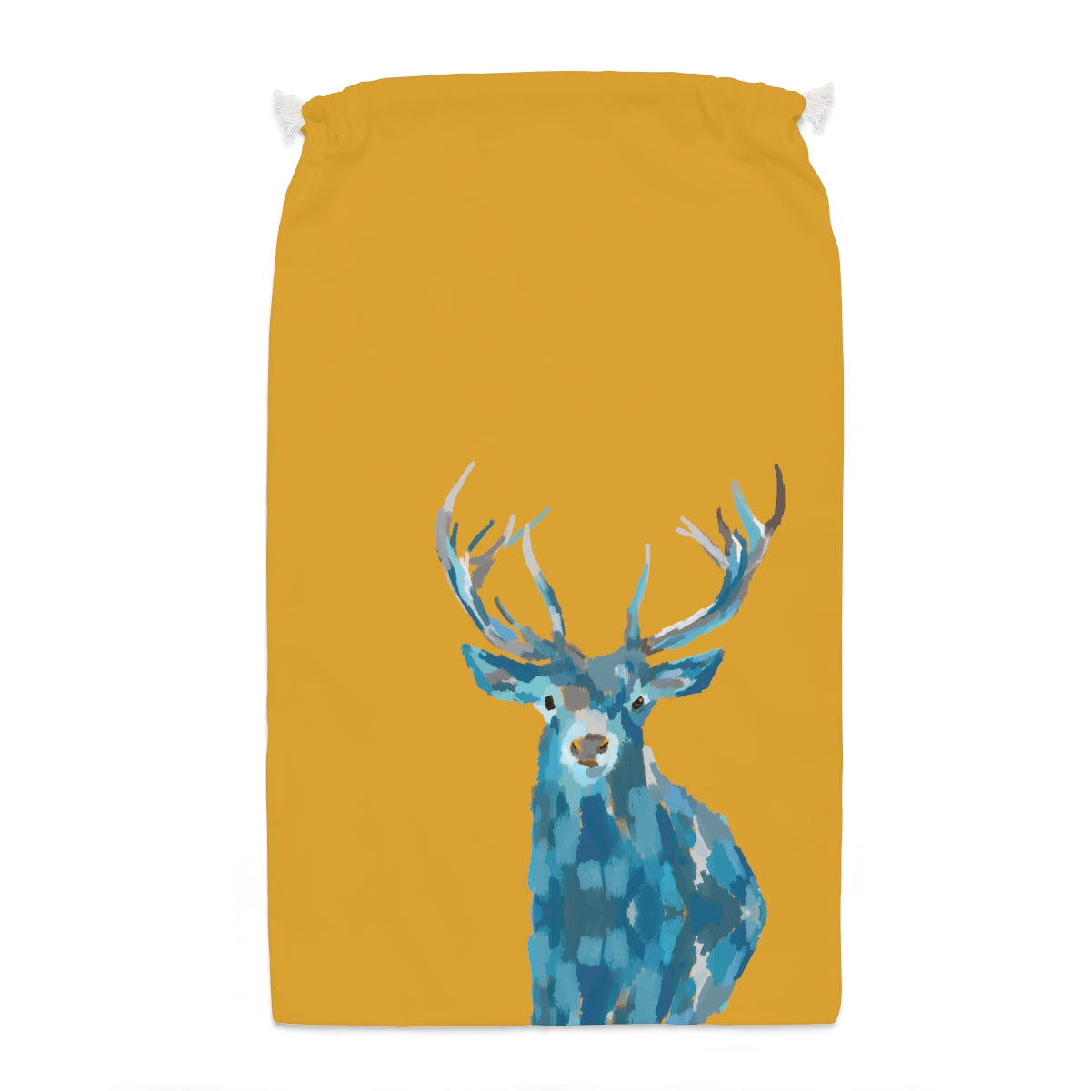 Large Canvas Toy Sack With Blue Deer Graphic