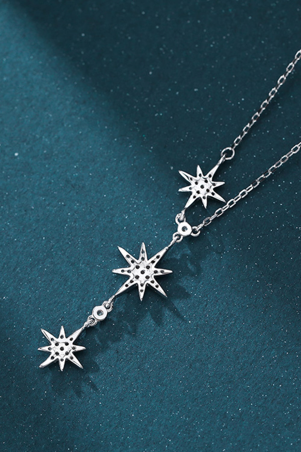 Think Celestial 925 Sterling Silver 3 Star Drop Pendant Necklace