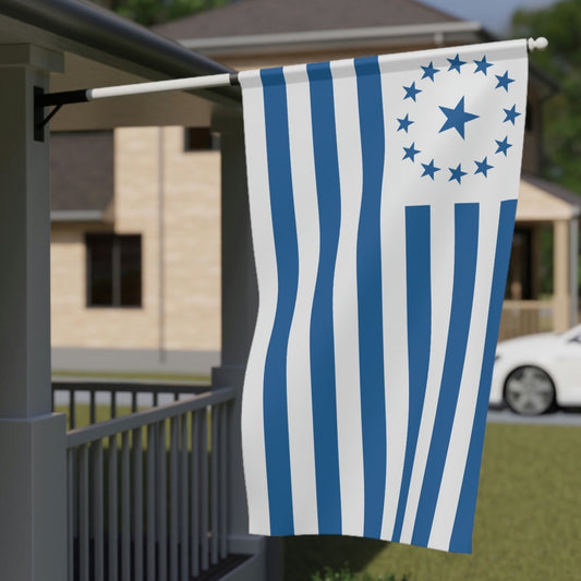 Deseret Territory flag on white, lighter blue