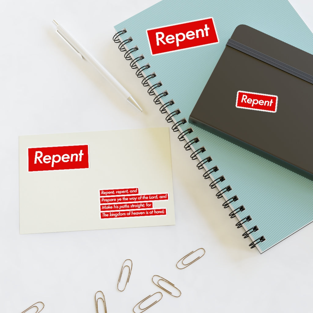 Repent LDS Sticker Pack - Set of 4 Red Transparent Decals - LDS Gift for grown ups