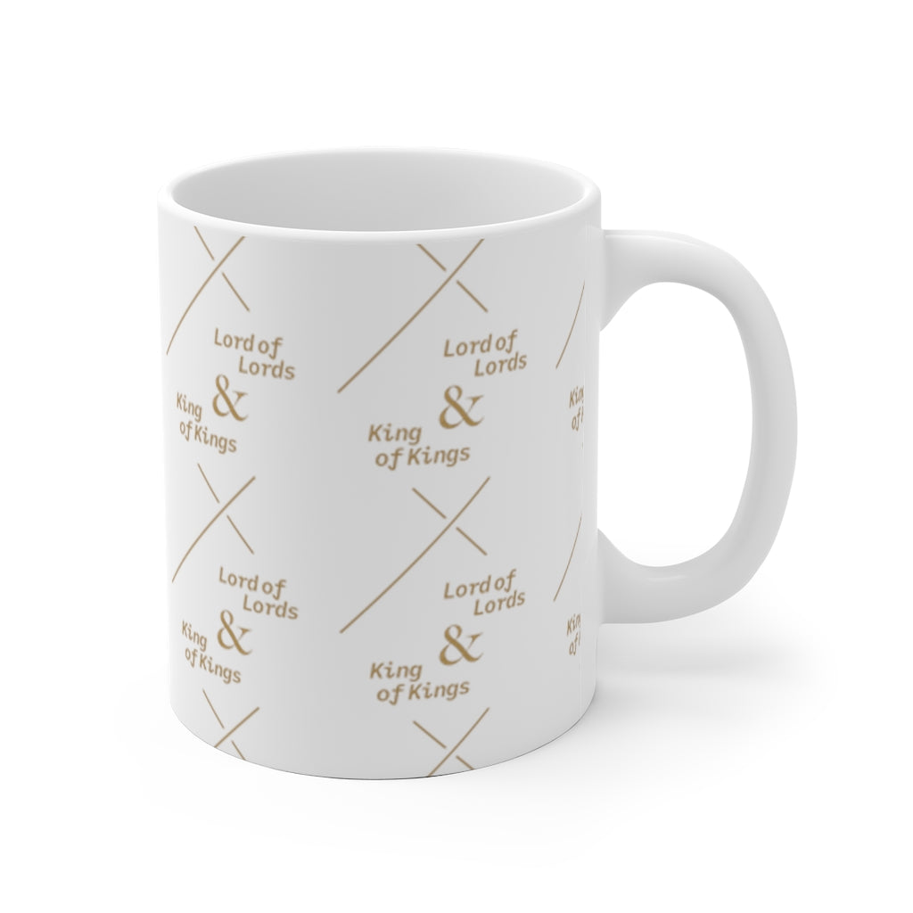 LDS Gifts - Messiah Christmas Mug in White and Gold - King of Kings & Lord of Lords