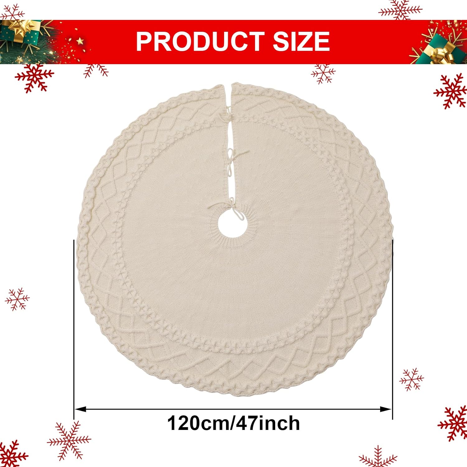Mod Christmas White Cableknit Christmas Tree Skirt