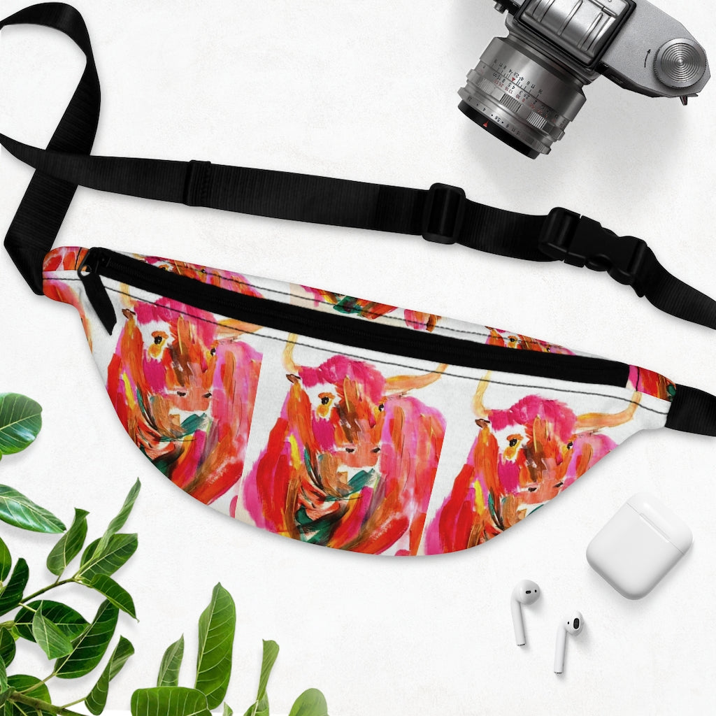 Cute Fanny Pack / Waist Pack With Adorable Pink Cow