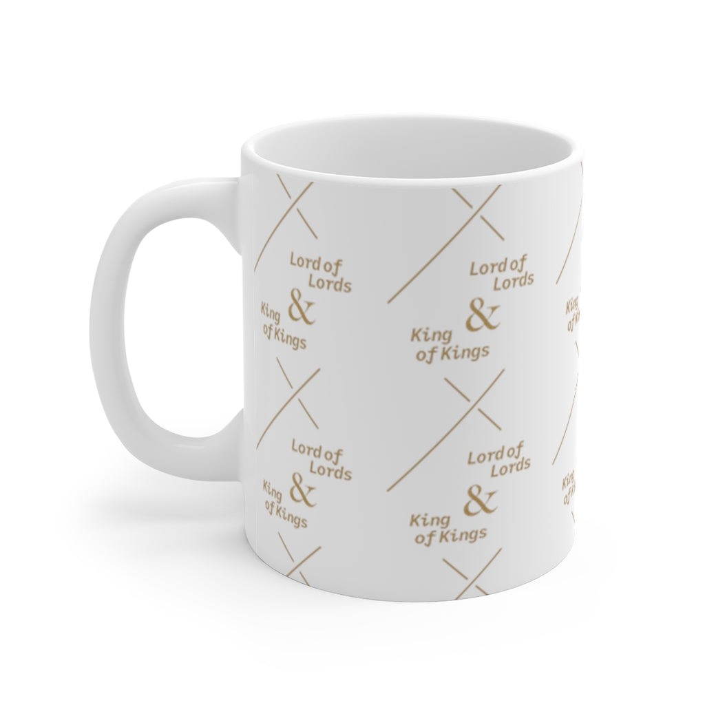 LDS Gifts - Messiah Christmas Mug in White and Gold - King of Kings & Lord of Lords